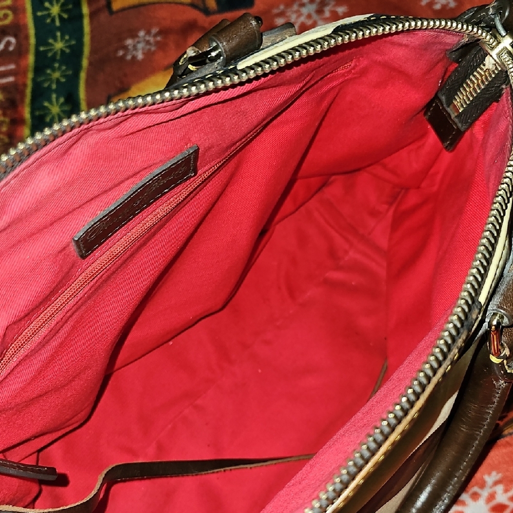 Dooney & Bourke Black, Cream & Brown Zebra-Stripe Leather Satchel - Picture 5 of 8